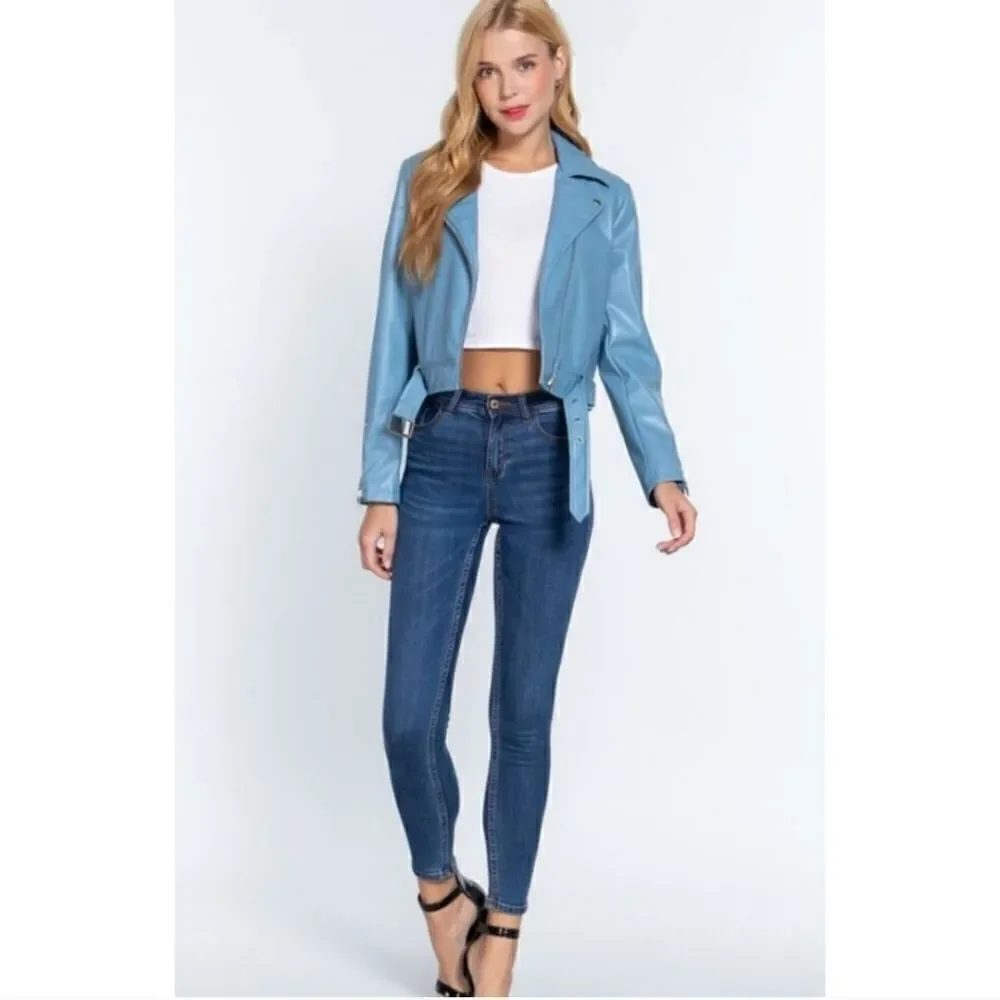 Active USA Vegan Belted Moto Jacket